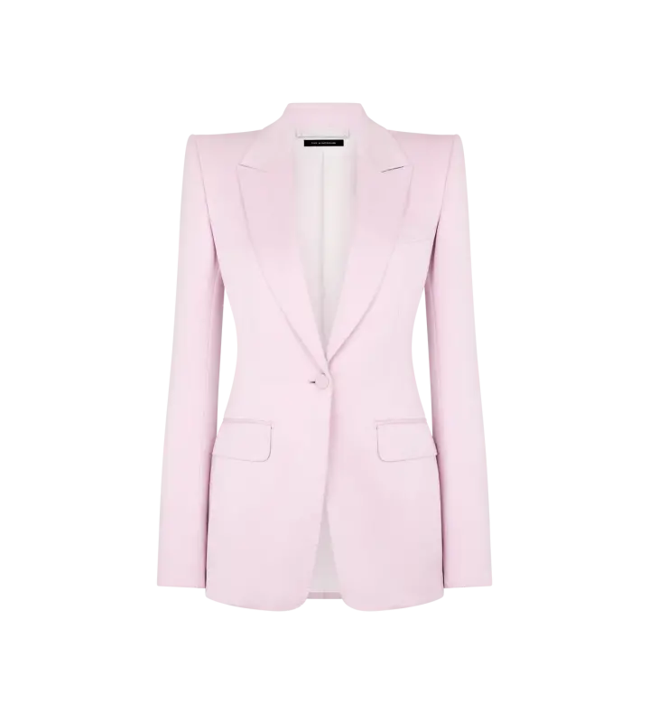 WASHED COTTON SILK BLEND DUCHESSE SINGLE BREASTED JACKET ORCHID PINK online